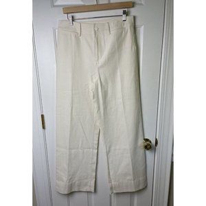 Marie Oliver Wide‎ Leg Trousers Woven Cotton Pants Womens Size 6 Cream